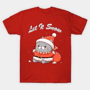 Santa Cat Let It Snow T-Shirt